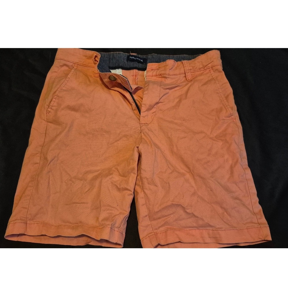 Nautica Mens Salmon Orange Flat Front Chino Shorts Size 30W